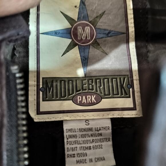 M813)Vtg Middlebrook Park Brown Suede Leather Pockets Full Zip Bomber Jacket S - Picture 10 of 11